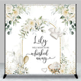 Aperturee - Aperturee White Floral Sweet Cooker Custom Baby Shower Backdrop
